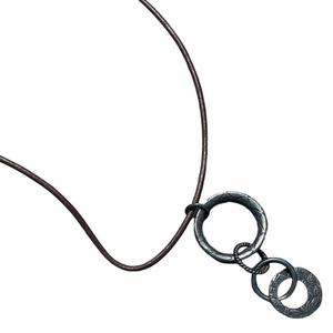 Silpada Sterling Silver Circle Pendant Necklace on a Brown Leather Cord N1821